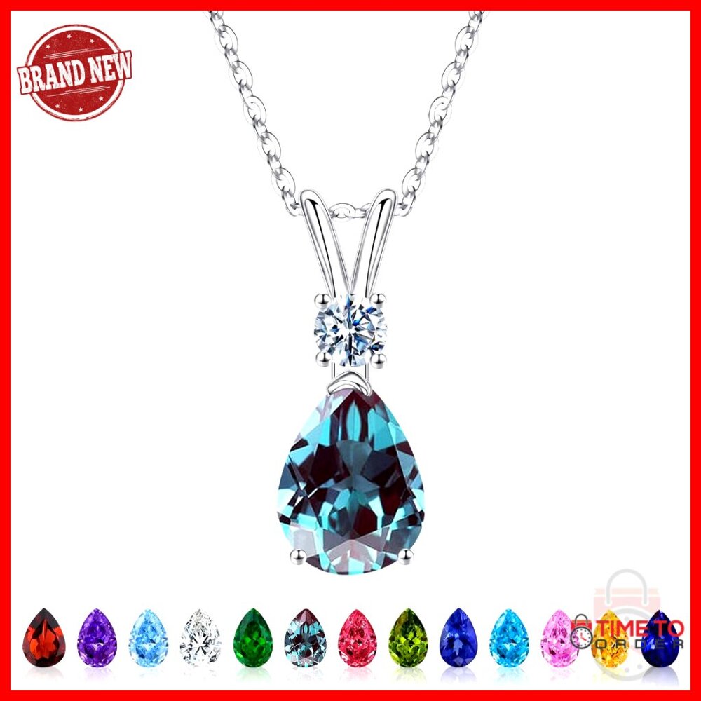 Sterling Silver Heart Birthstone Necklace Elegant Minimal Chic Gift For Women
